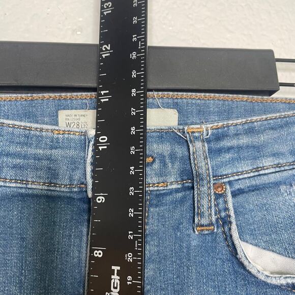 Topshop Womens Jacket Size 28 Jamie Medium Wash Distressed Denim Blue - Picture 7 of 15